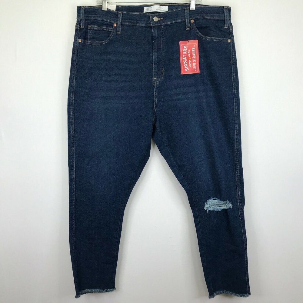 Signature Levi Strauss Womens 22 W36 Heritage High Rise Skinny Jeans Distressed